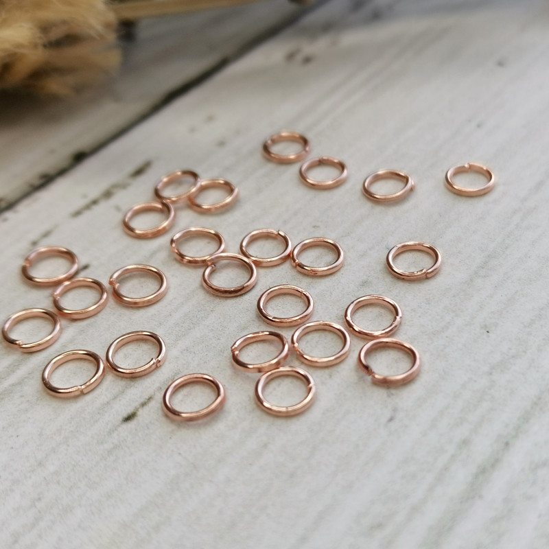 4х0,7 мм колечки соединительные, Южная Корея, 10 штук цвет Розовое золото