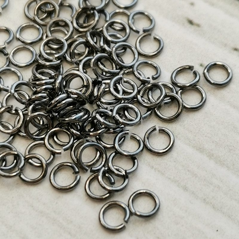 4х0,7 мм колечки соединительные, Южная Корея, 10 штук цвет Чёрный