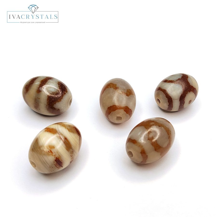 Бусина Дзи 19х14,3 мм, натуральный агат, штука