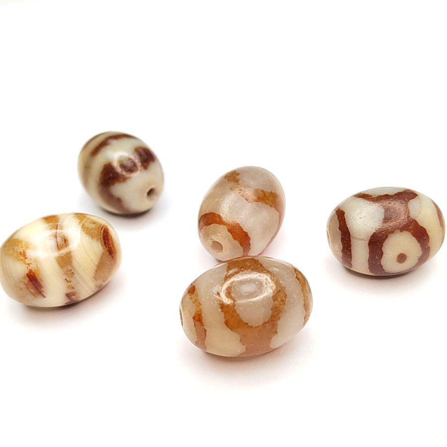 Бусина Дзи 19х14,3 мм, натуральный агат, штука