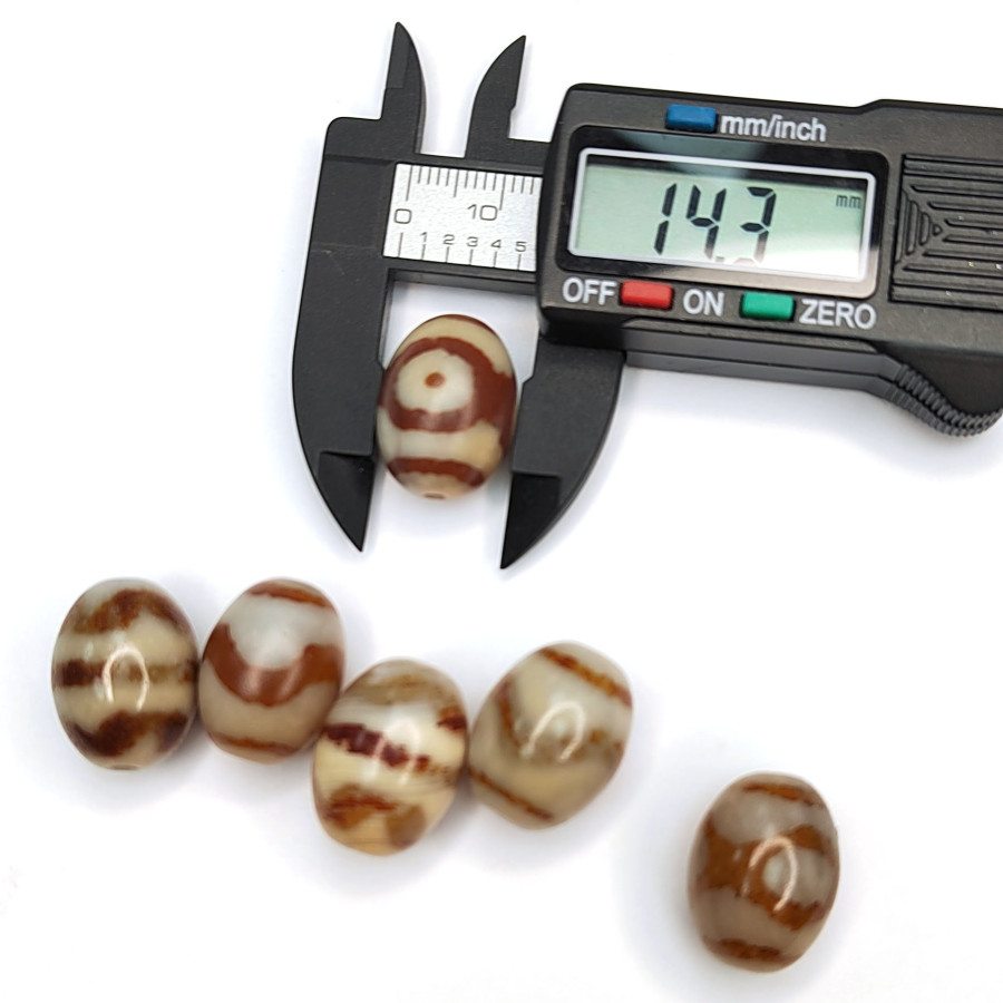 Бусина Дзи 19х14,3 мм, натуральный агат, штука