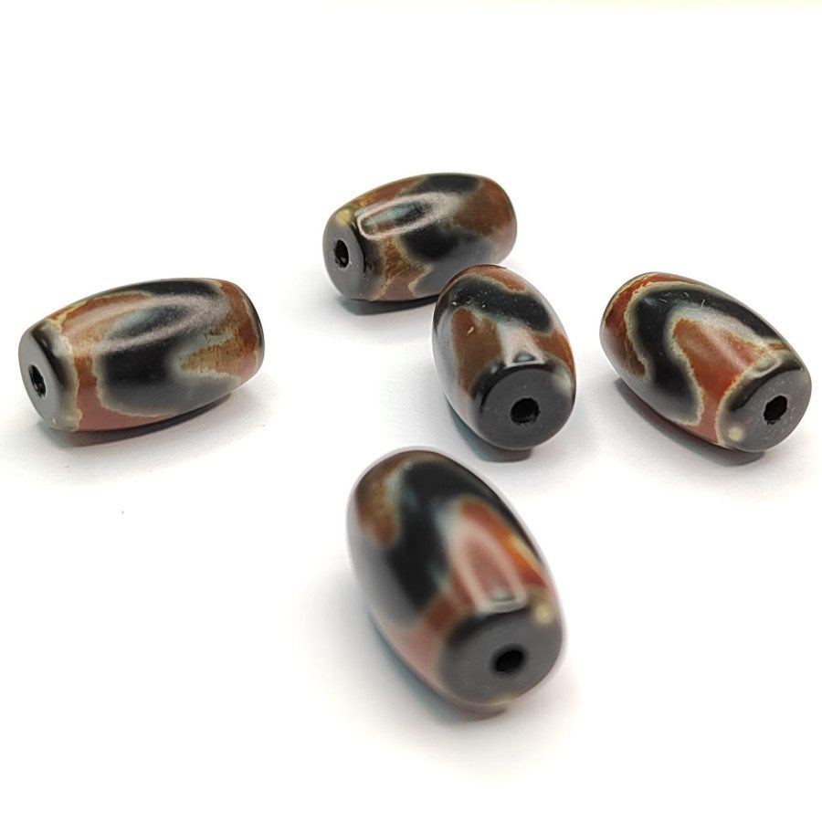 Бусина Дзи 20х12 мм, натуральный агат, штука