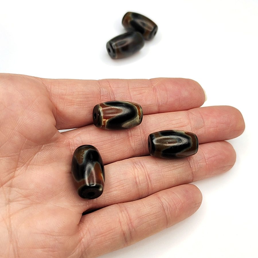 Бусина Дзи 20х12 мм, натуральный агат, штука