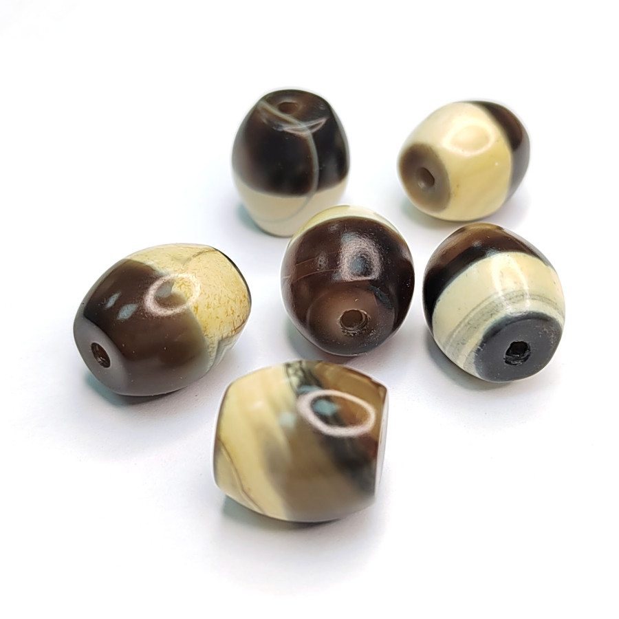 Бусина Дзи 14,3х14 мм, натуральный агат, штука