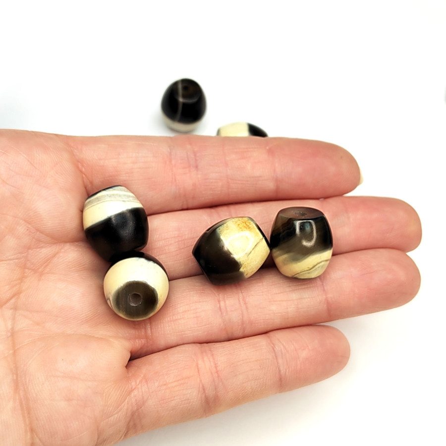 Бусина Дзи 14,3х14 мм, натуральный агат, штука