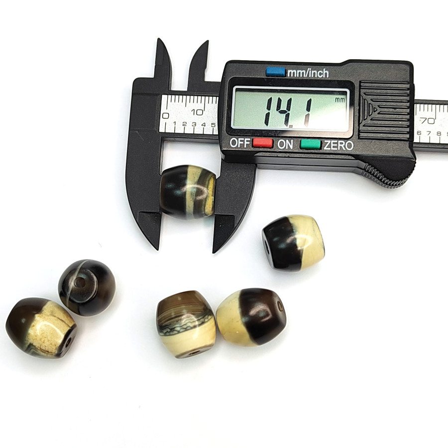 Бусина Дзи 14,3х14 мм, натуральный агат, штука