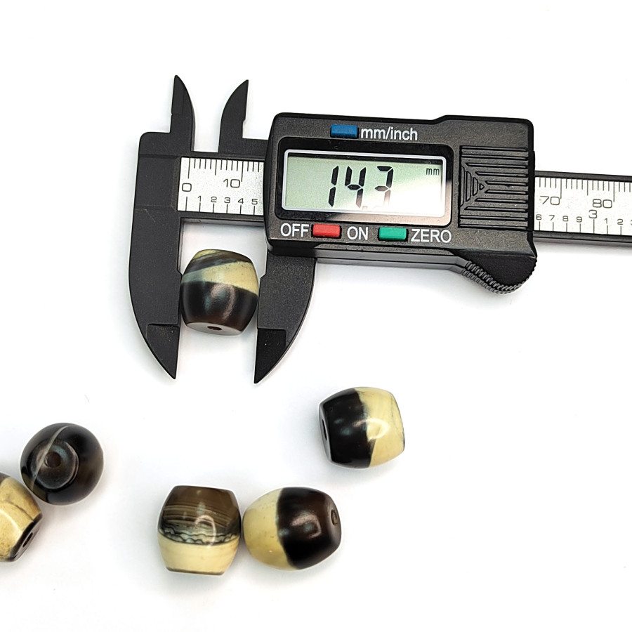 Бусина Дзи 14,3х14 мм, натуральный агат, штука