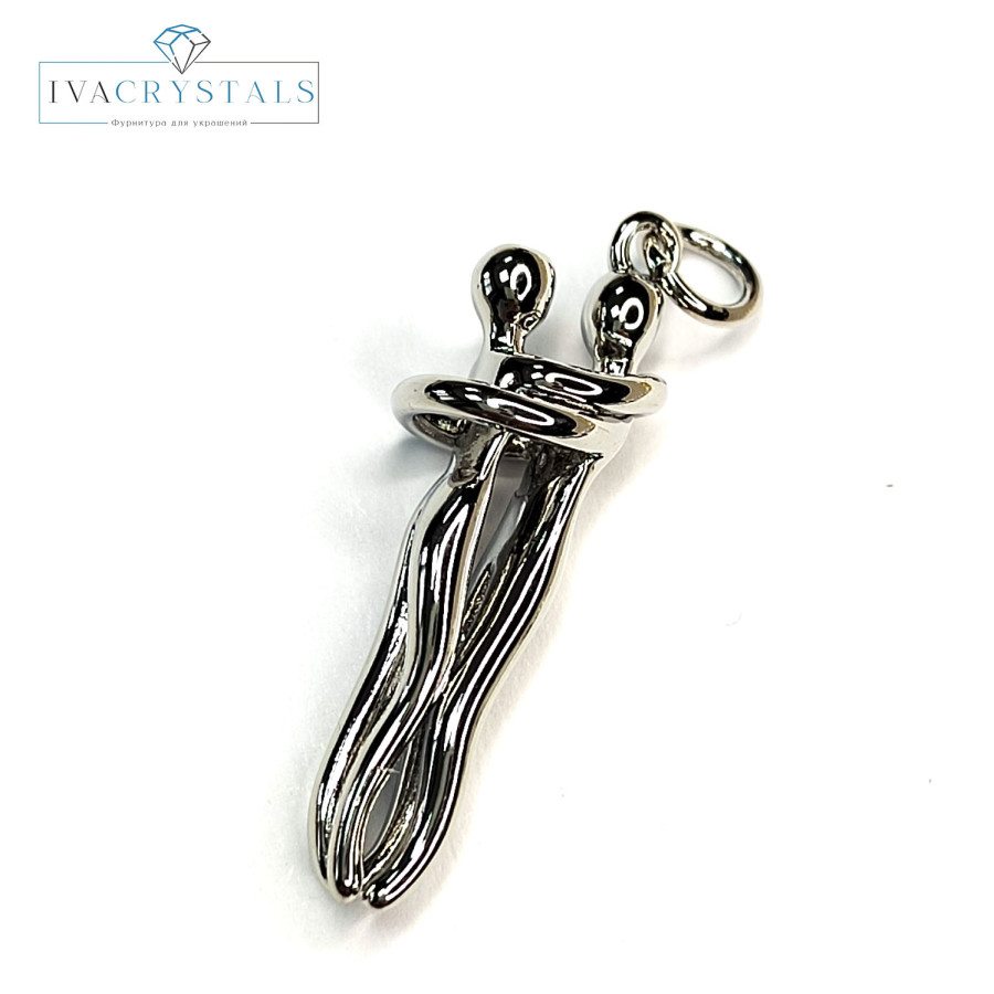 Подвеска Влюблённая пара 27х8 мм, штука покрытие Родий