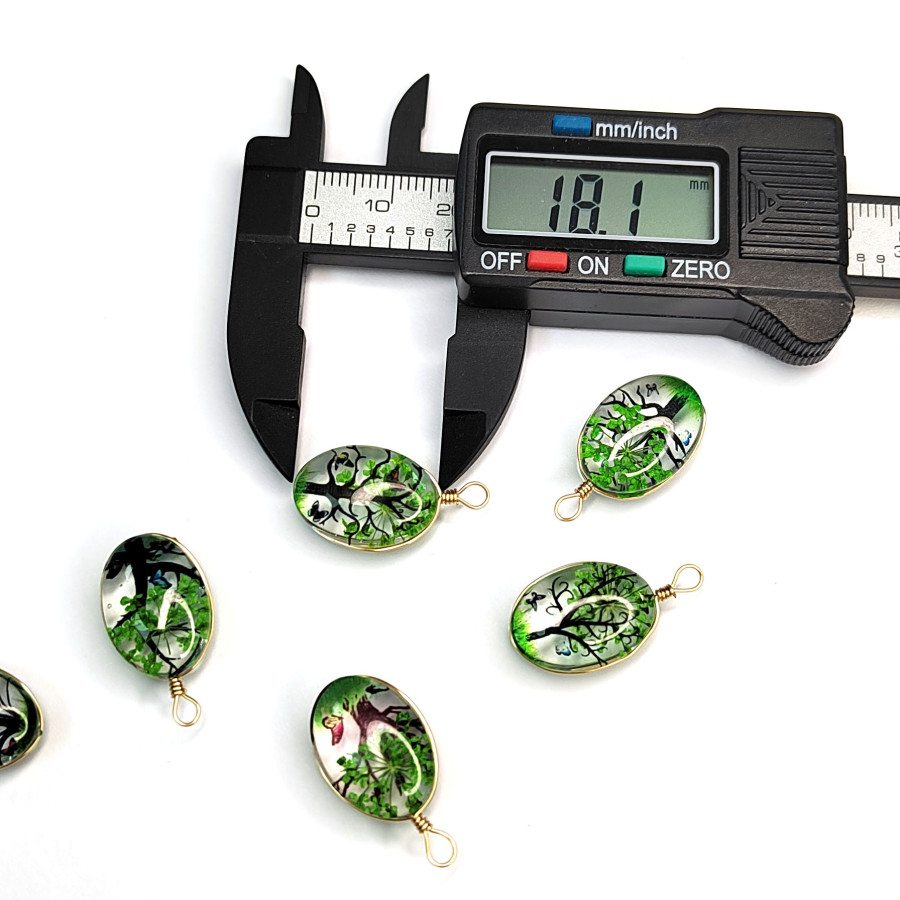 Подвеска Зелёная акриловая, Дерево 18х13 мм, ШТУКА