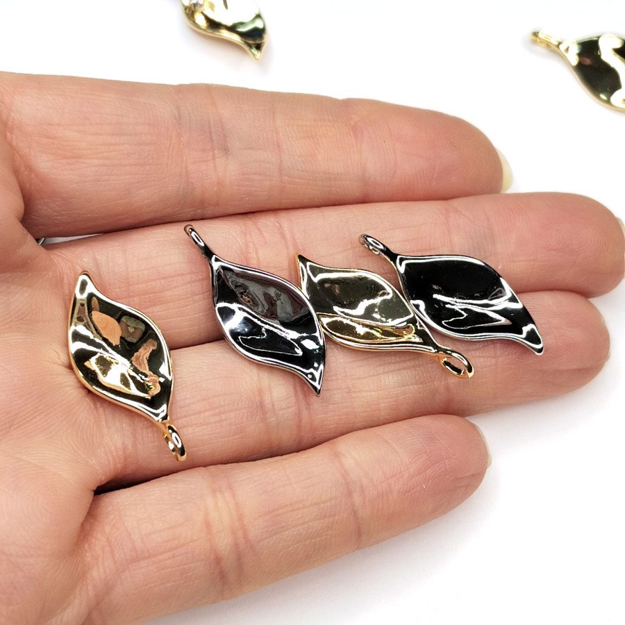 Подвеска Листик глянцевый 28х12 мм, штука