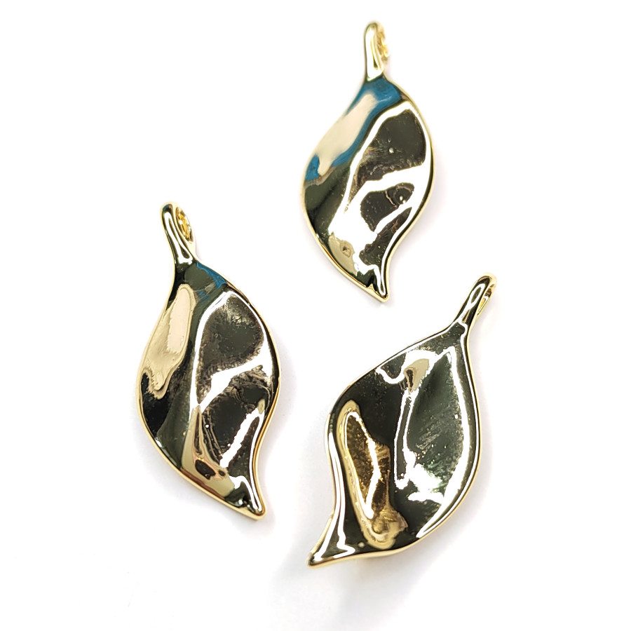 Подвеска Листик глянцевый 28х12 мм, штука