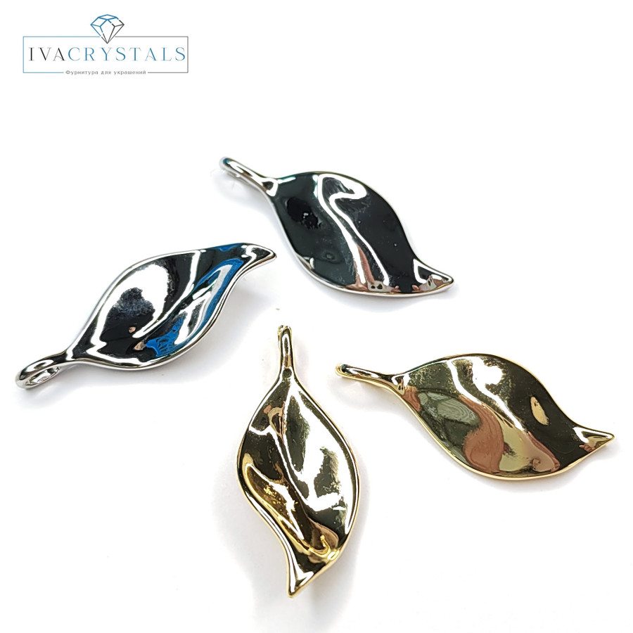 Подвеска Листик глянцевый 28х12 мм, штука