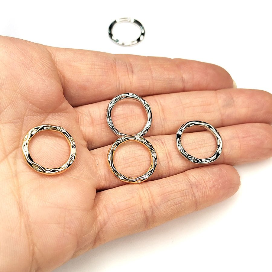 17 мм Кольцо коннектор неразъемное "Мятый металл"