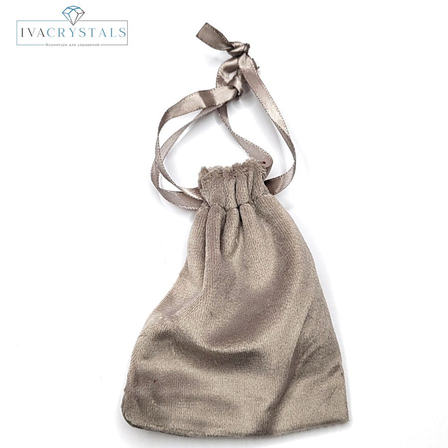 Мешочек бархатный 10х8 см с лентой, цвет Серый