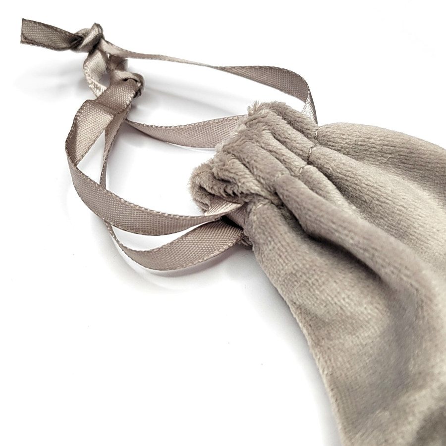 Мешочек бархатный 10х8 см с лентой, цвет Серый