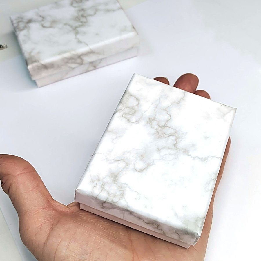 Коробочка картонная 9х7х3 мм для изделий Handmade, цвет Мрамор