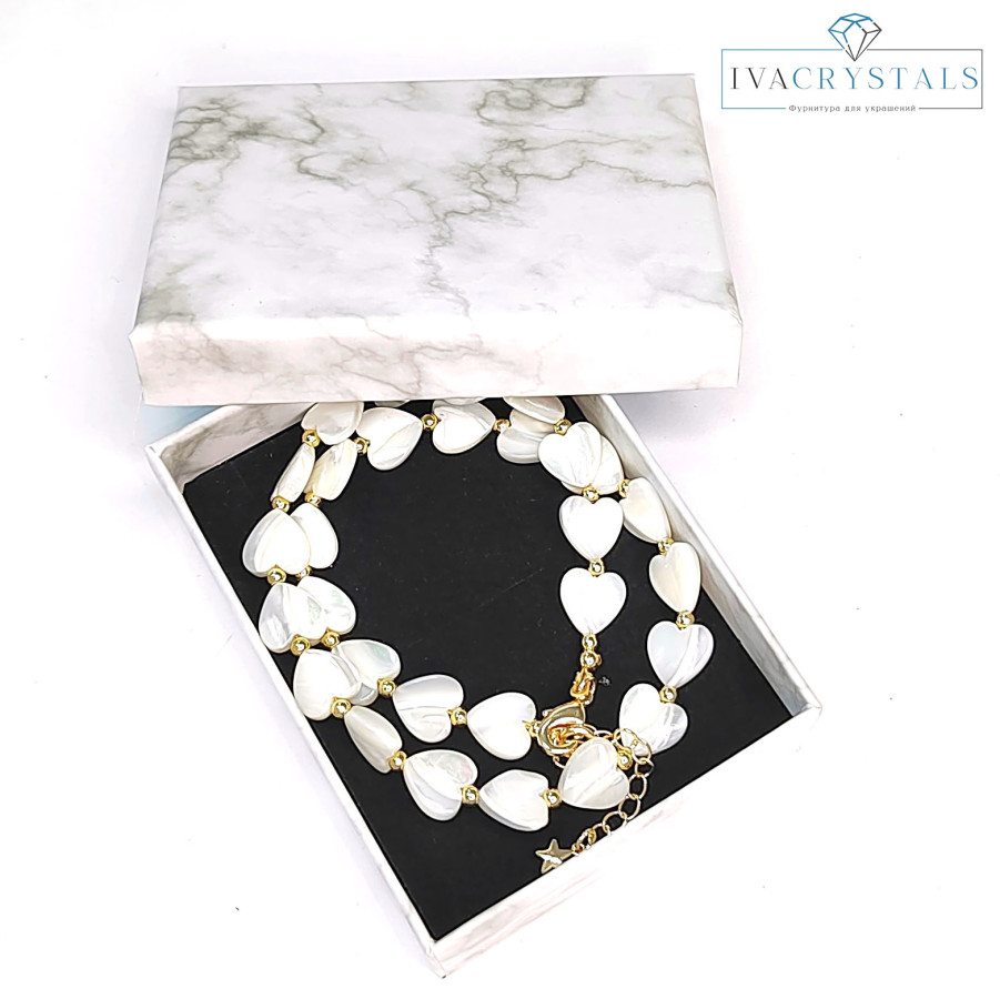 Коробочка картонная 9х7х3 мм для изделий Handmade, цвет Мрамор