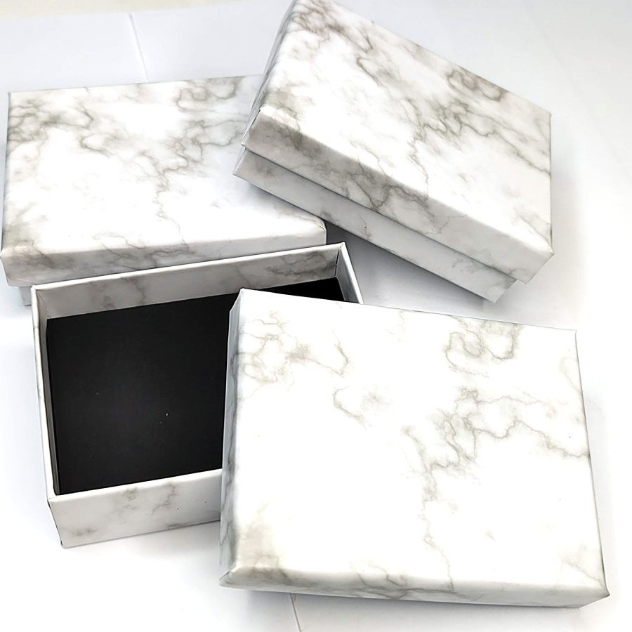 Коробочка картонная 9х7х3 мм для изделий Handmade, цвет Мрамор