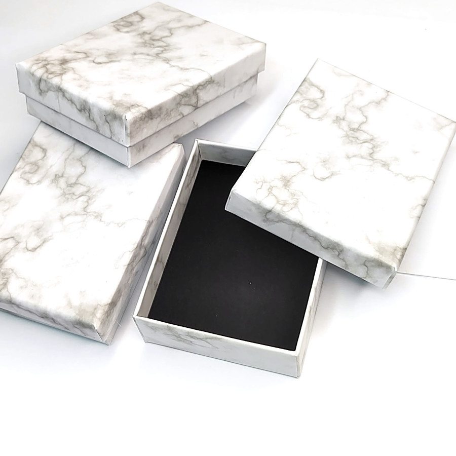 Коробочка картонная 9х7х3 мм для изделий Handmade, цвет Мрамор