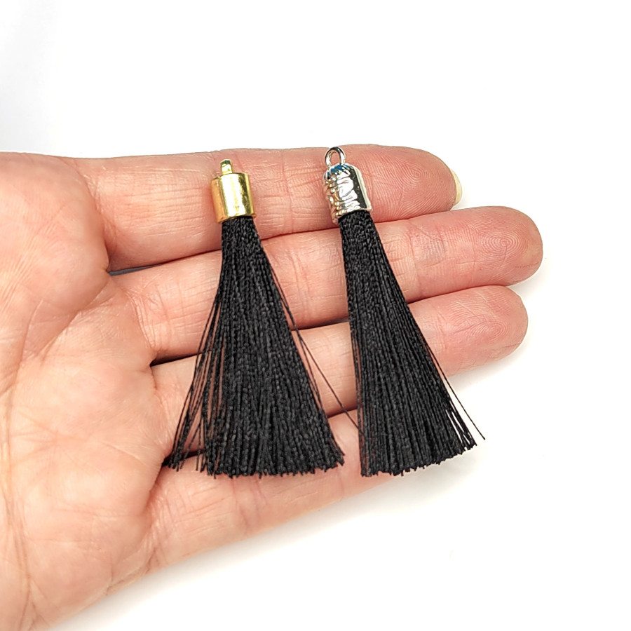Подвеска Кисть Черная 6 см из вискозного шелка, штука