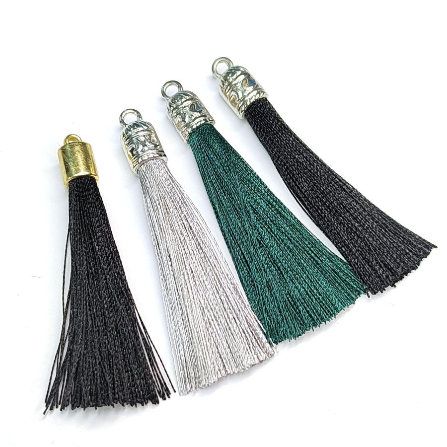 Подвеска Кисть Серая 6 см из вискозного шелка, штука