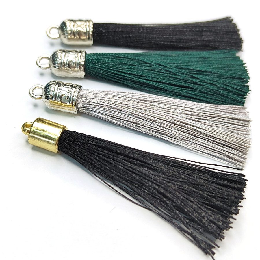 Подвеска Кисть Серая 6 см из вискозного шелка, штука