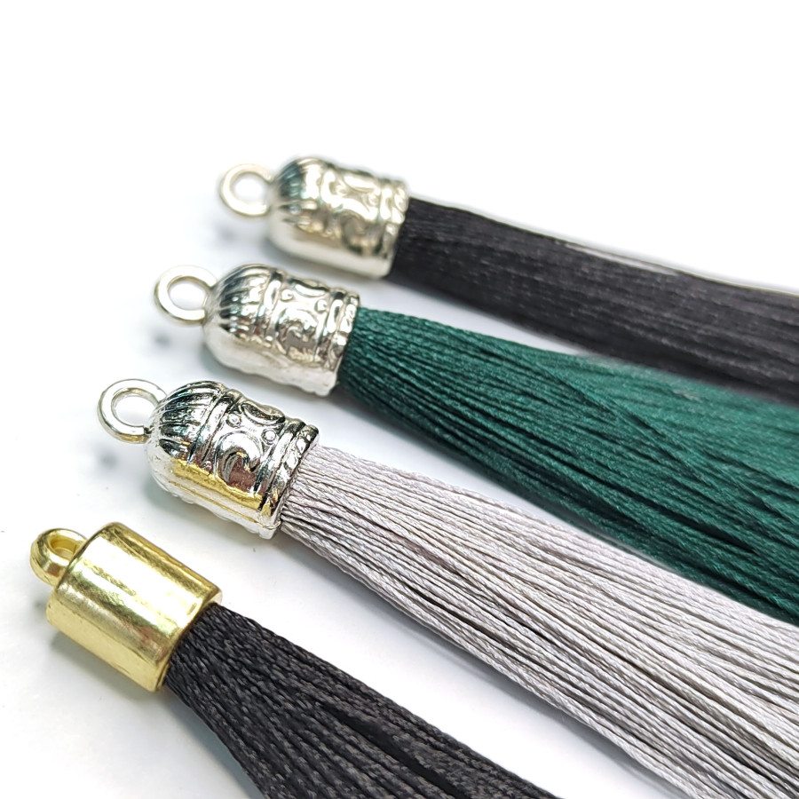 Подвеска Кисть Зелёная 6 см из вискозного шелка, штука