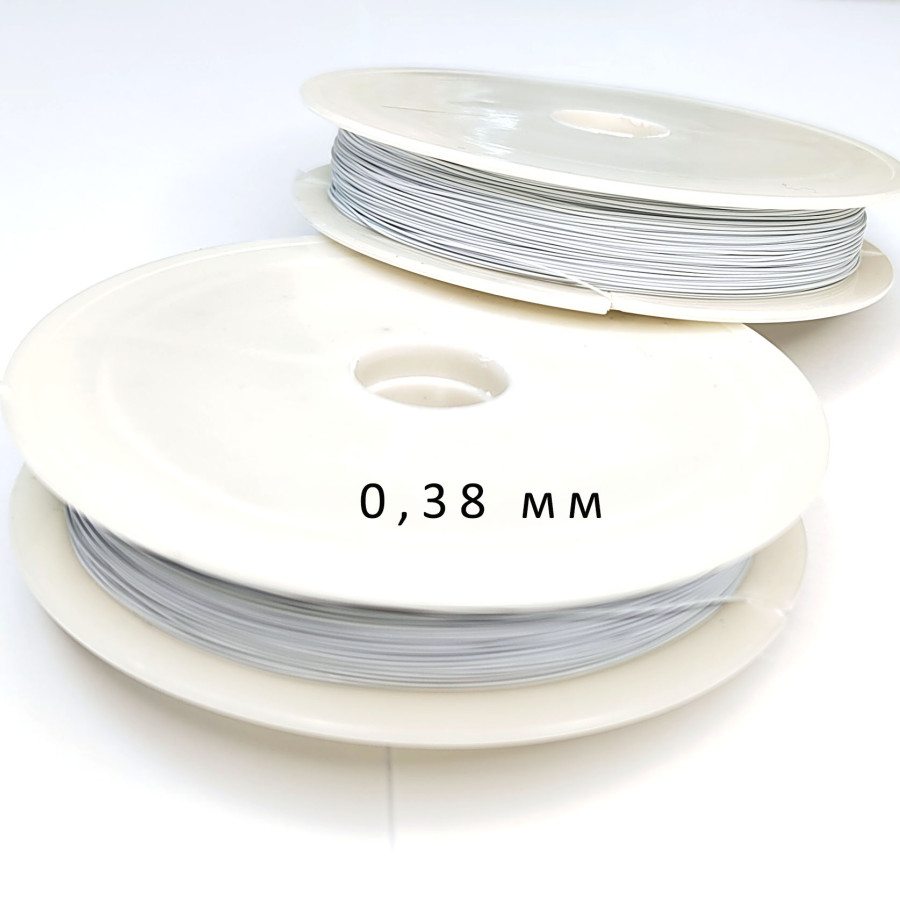 0,38 мм китайский Тросик ювелирный, цвет Белый, катушка 100 м