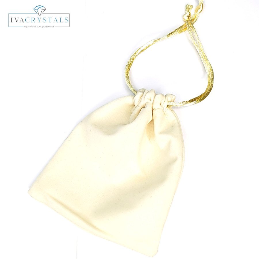 Мешочек бархатный 12х10 см с лентой, цвет Бежевый