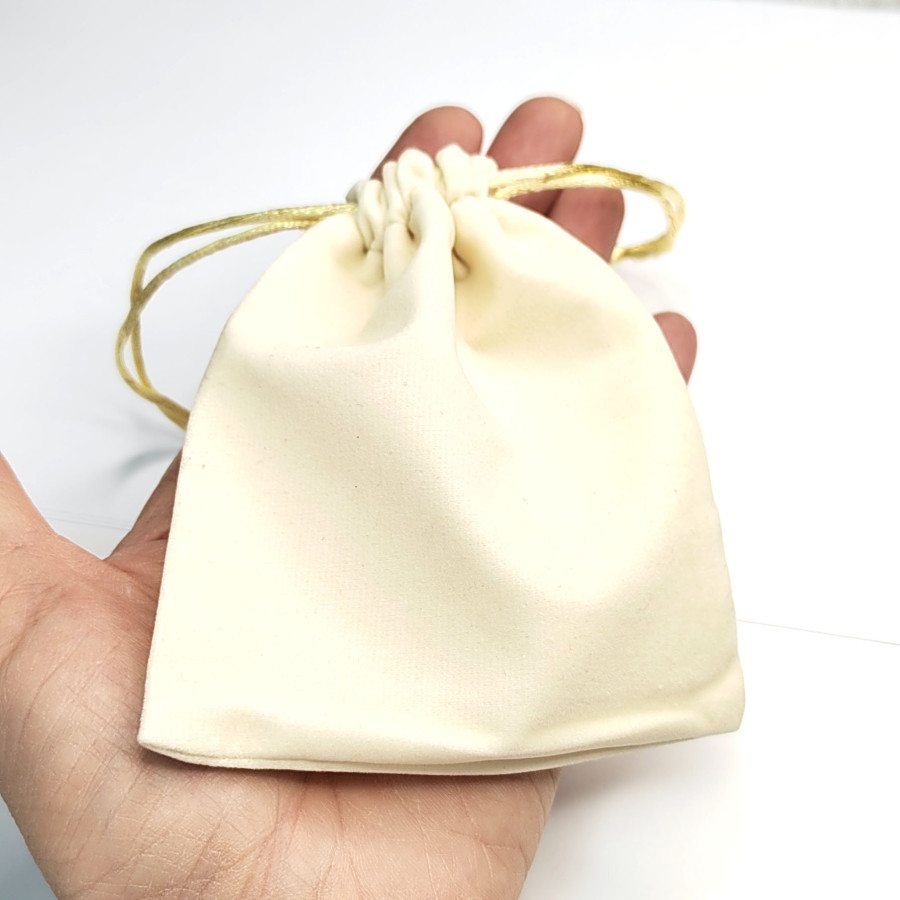 Мешочек бархатный 12х10 см с лентой, цвет Бежевый