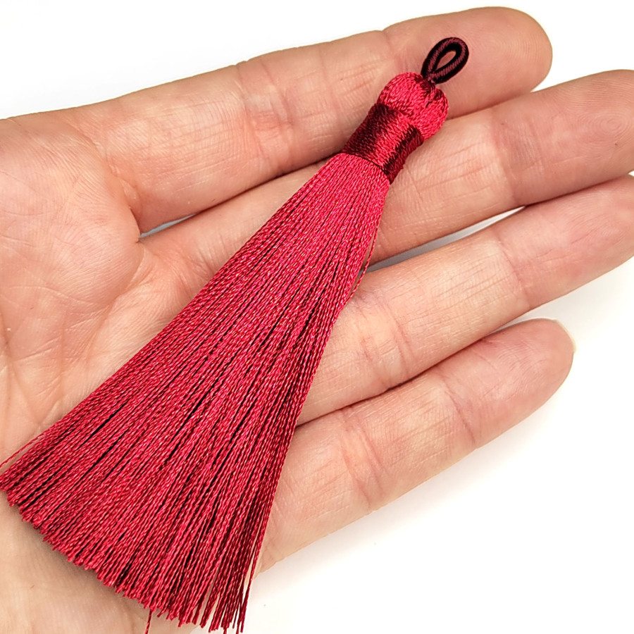 Подвеска Кисть Красная 10 см из вискозного шелка