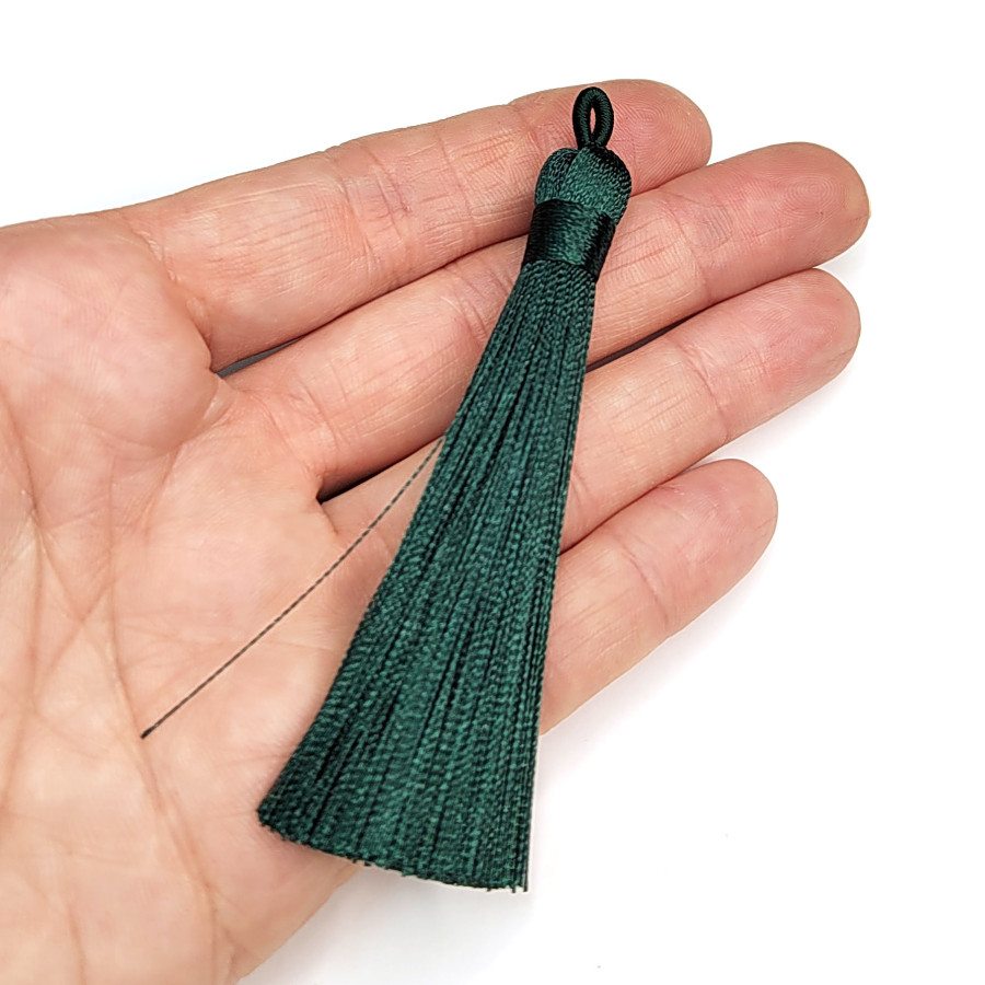 Подвеска Кисть Зелёная 10 см из вискозного шелка
