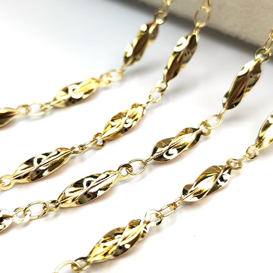 Кручёная цепь 14,5х3,3 мм, 20 см Позолота