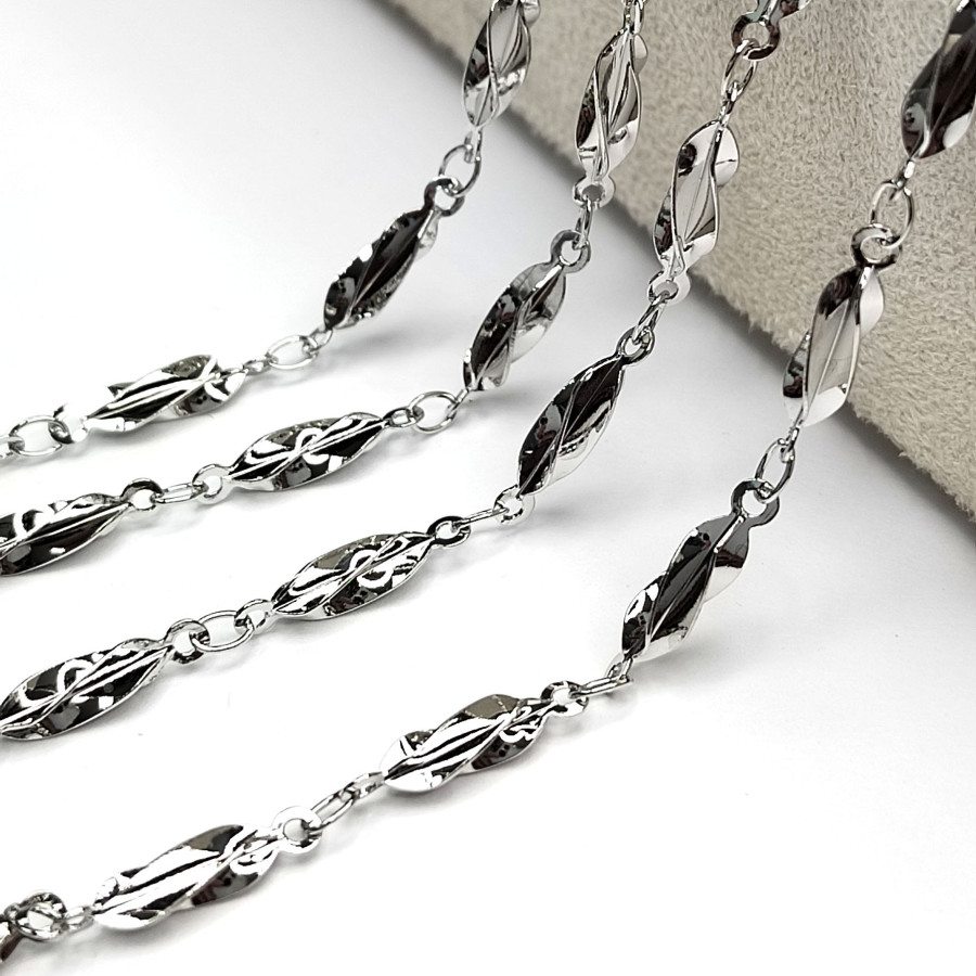 Кручёная цепь 14,5х3,3 мм, 20 см Родий