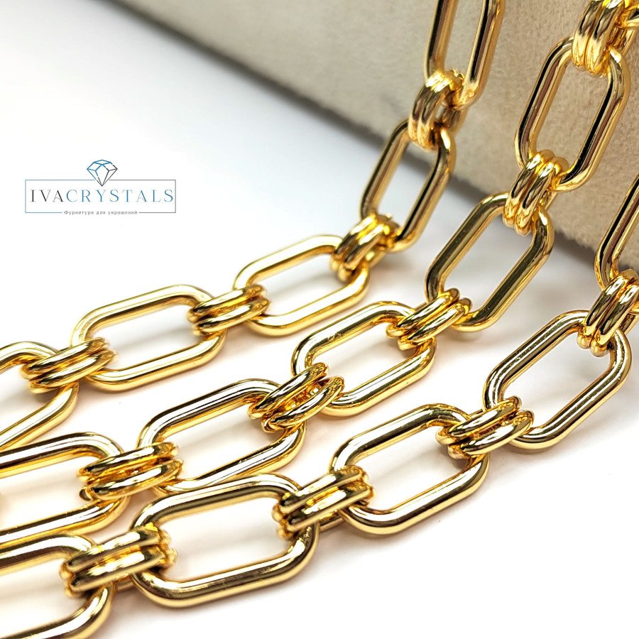 Крупная цепь 15х8 мм, 20 см Позолота