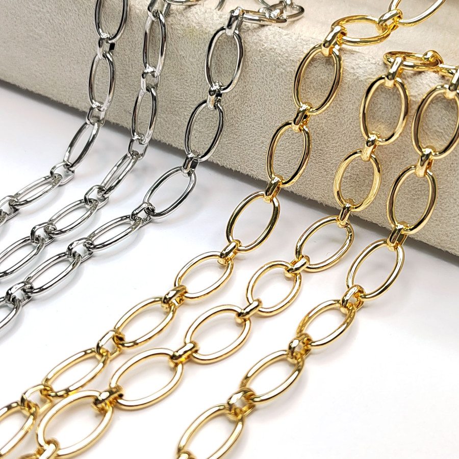 Крупная цепь Овалы 15х9 мм, 20 см