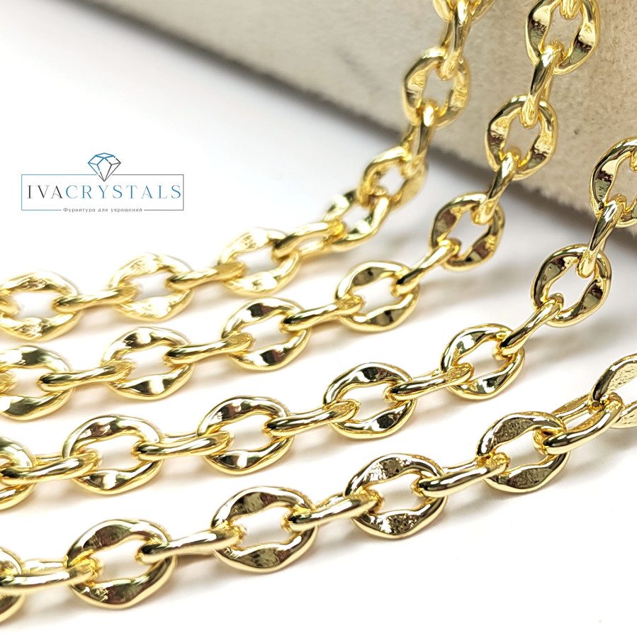 Цепь якорное плетение 5,5х6,5 мм, 20 см Позолота