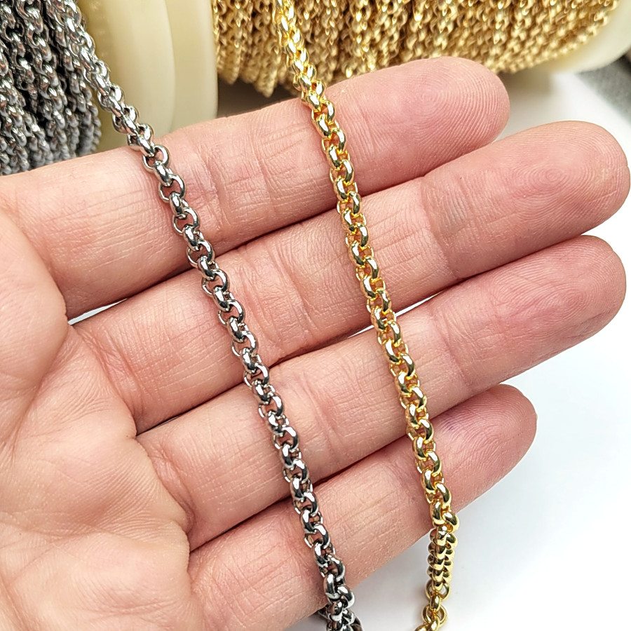 Ролло цепочка 4 мм с толстыми стенками звена, 20 см