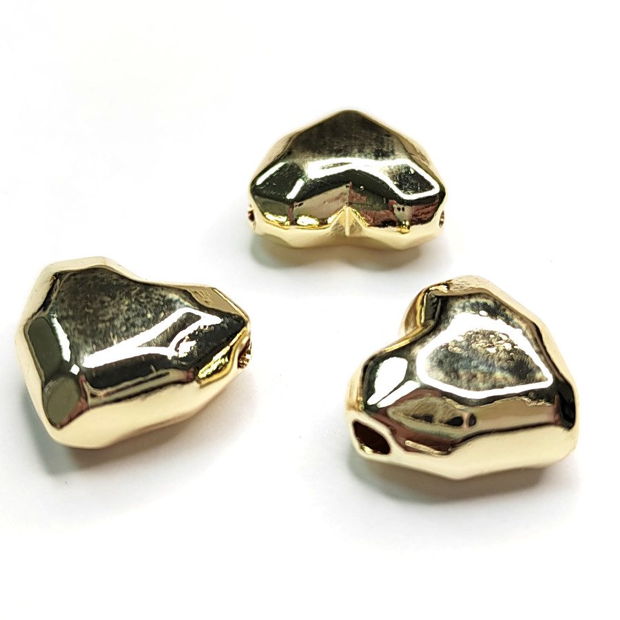 Подвеска - разделитель Сердце 15х14 мм с гранями, штука