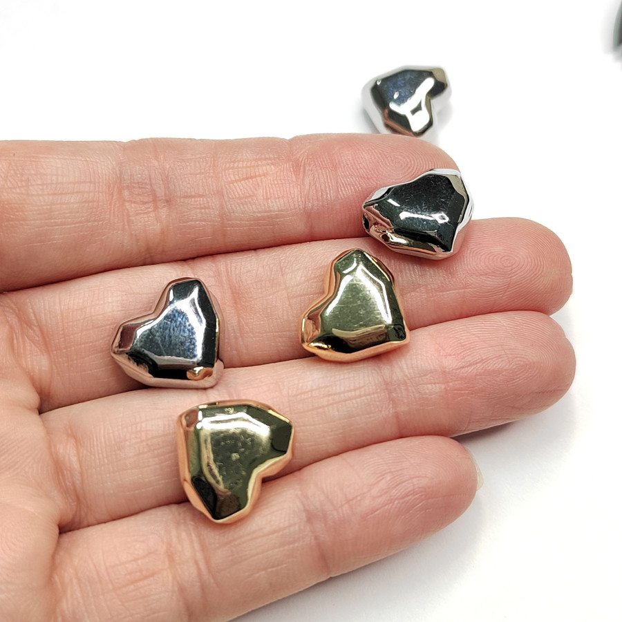 Подвеска - разделитель Сердце 15х14 мм с гранями, штука