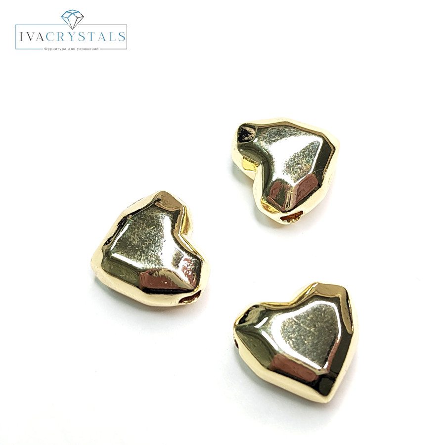 Подвеска - разделитель Сердце 15х14 мм с гранями, штука