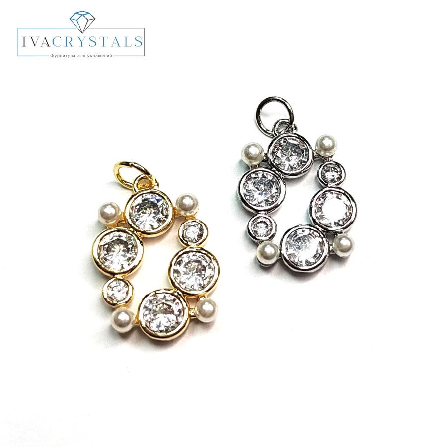 Подвеска с фианитами 18х13 мм, штука