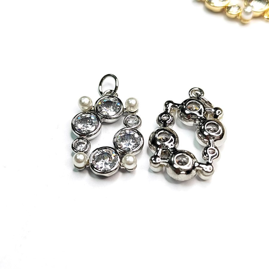 Подвеска с фианитами 18х13 мм, штука