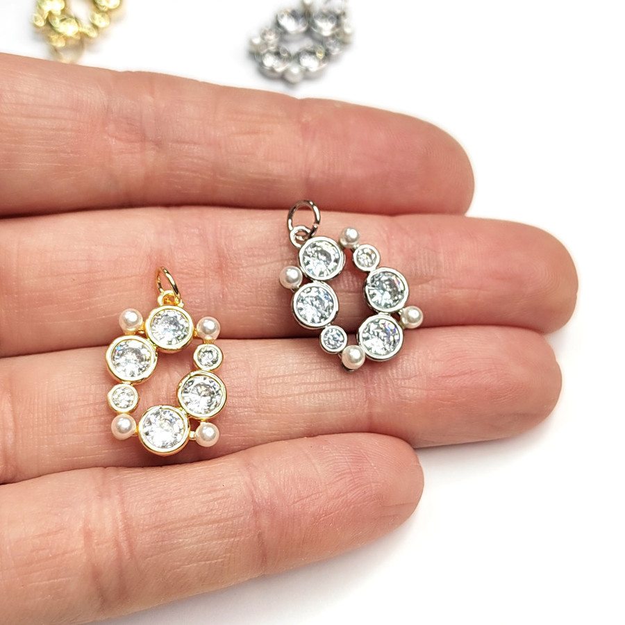 Подвеска с фианитами 18х13 мм, штука