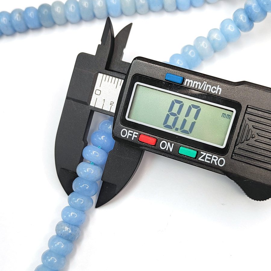 Аква кварц натуральный 8х5 мм рондели, цвет Голубой, нить 38 см