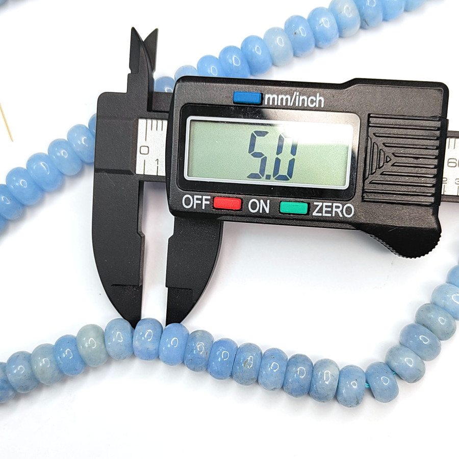 Аква кварц натуральный 8х5 мм рондели, цвет Голубой, нить 38 см