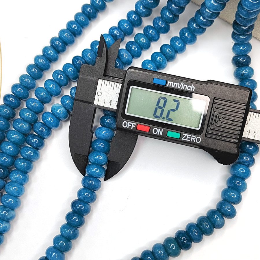 Аква кварц натуральный 8х5 мм рондели, цвет Синий, нить 38 см