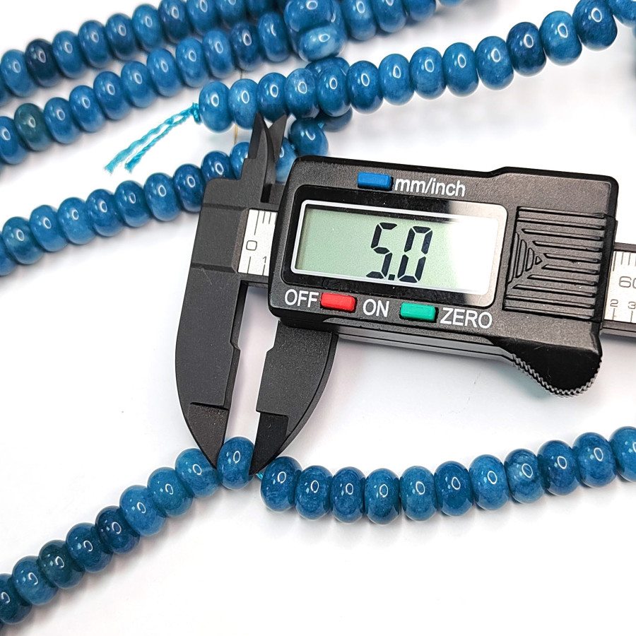 Аква кварц натуральный 8х5 мм рондели, цвет Синий, нить 38 см