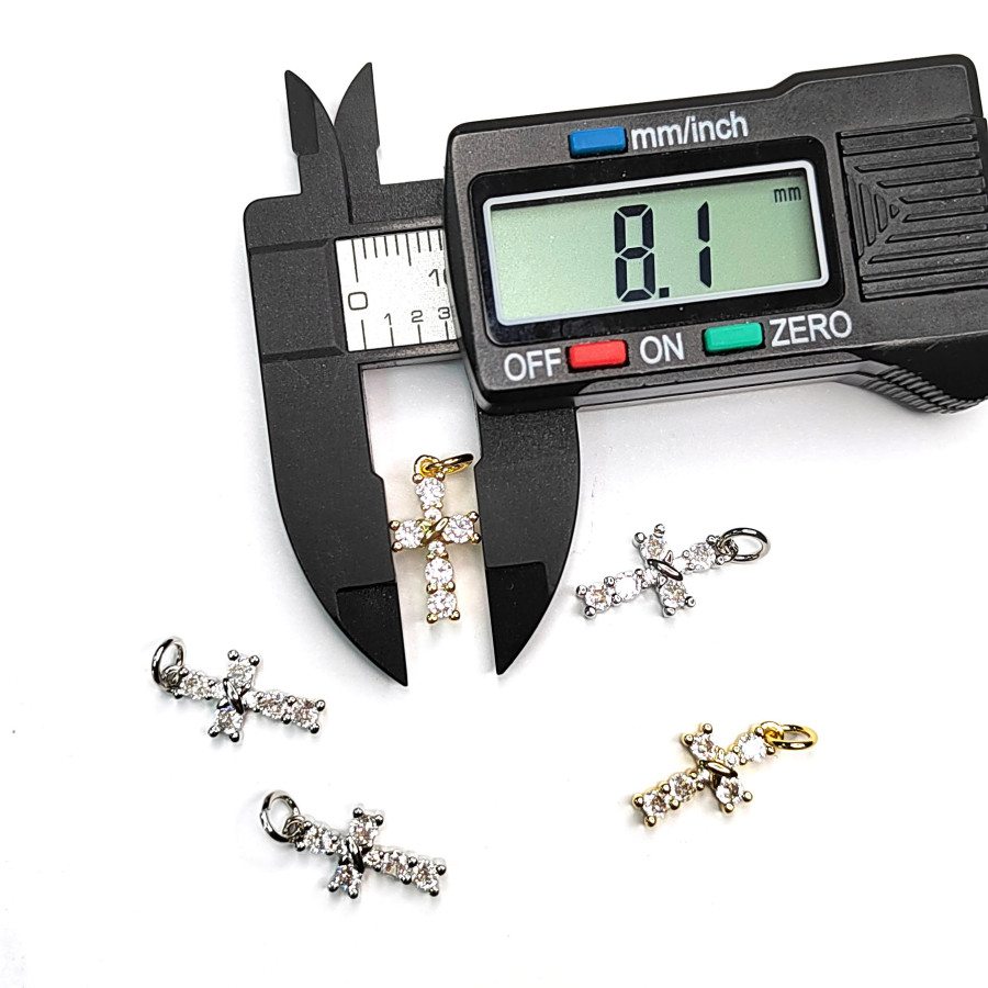 Подвеска Крестик с фианитами, 15х8 мм, штука