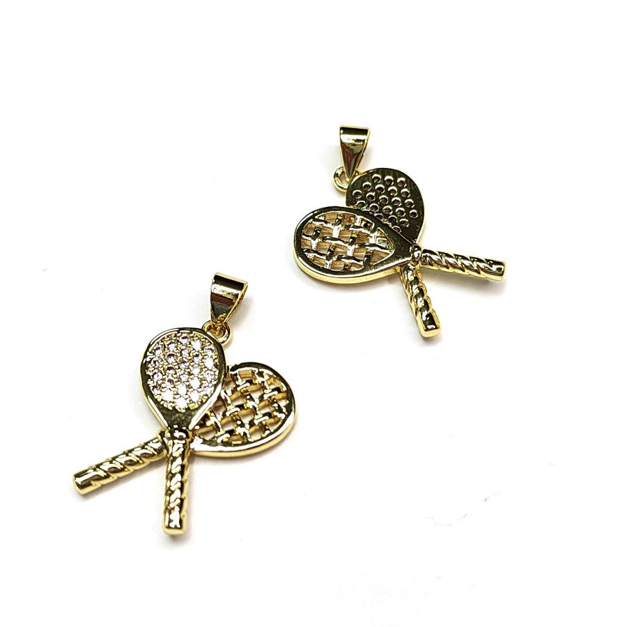 Подвеска Ракетки 22х17 мм с фианитами, штука